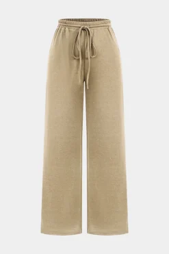 Hooded Ruched Cropped Top And Drawstring Straight Leg Pants Set
