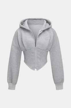 Hooded Zipper Long Sleeve Jacket