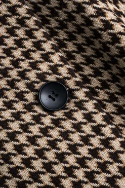 Houndstooth Notched Lapel Belted Blazer