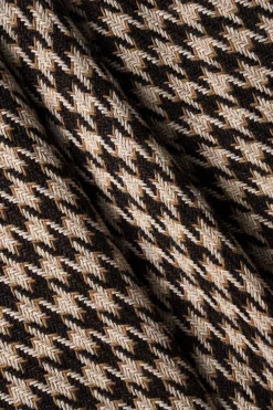 Houndstooth Notched Lapel Belted Blazer