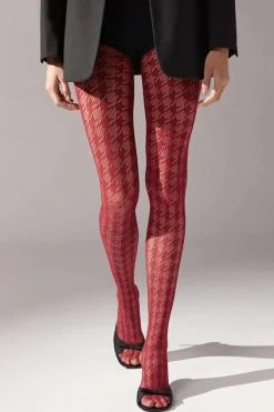 Houndstooth Pattern Fishnet Tight