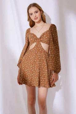 Indie All The Way Cut-Out Floral Mini Dress