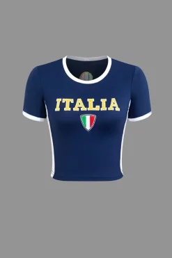 Italia Letter Embroidery T-shirt