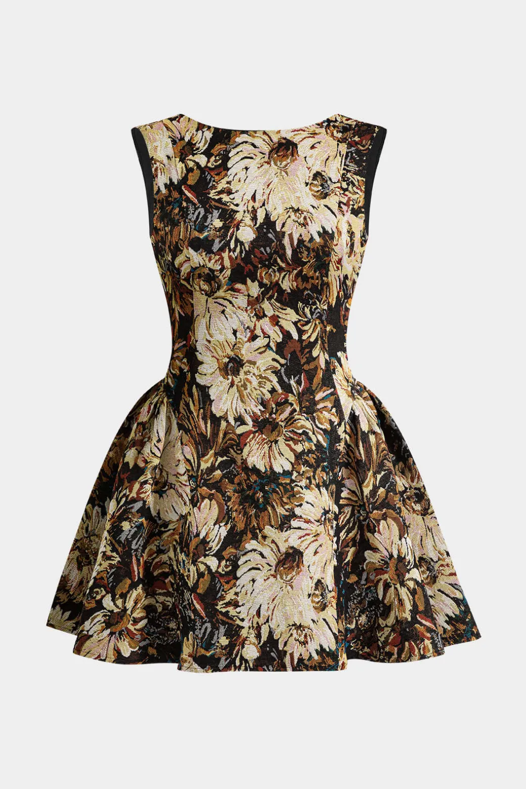 Jacquard Ruched Sleeveless Mini Dress