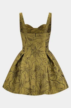 Jacquard Ruched Sleeveless Mini Dress