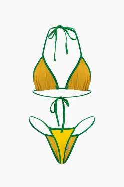 JAMAICA Embroidered Contrast Bikini Set