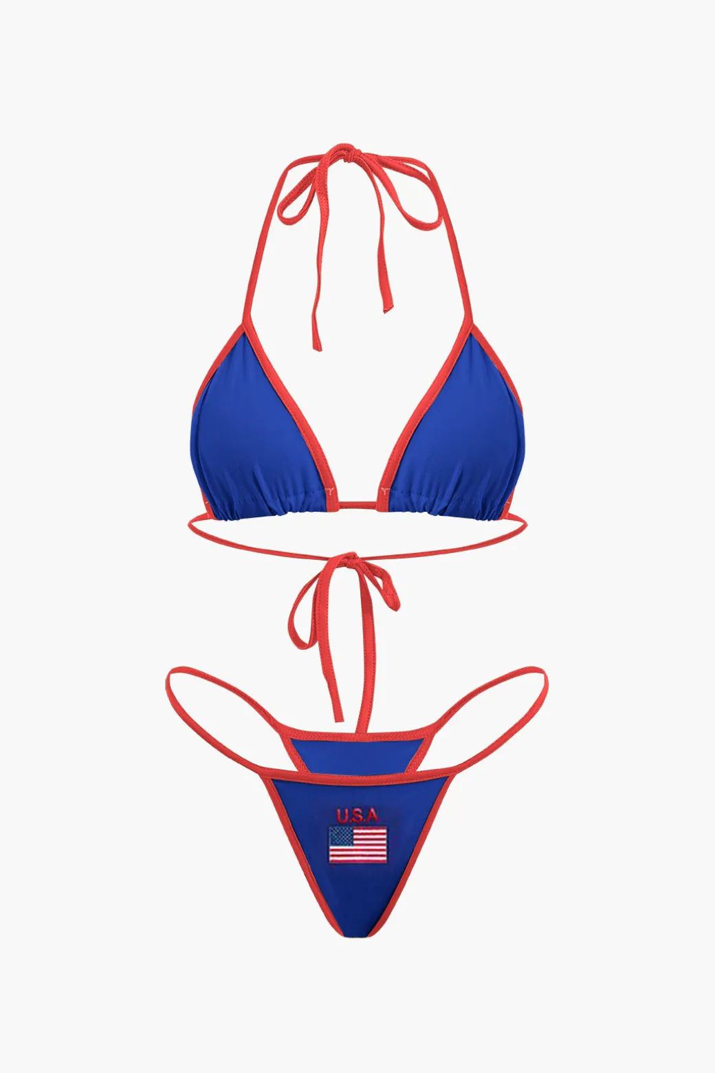 JAMAICA Embroidered Contrast Bikini Set
