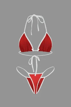 JAMAICA Embroidered Contrast Bikini Set