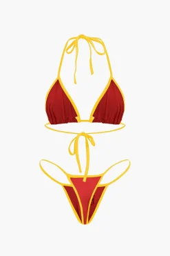 JAMAICA Embroidered Contrast Bikini Set