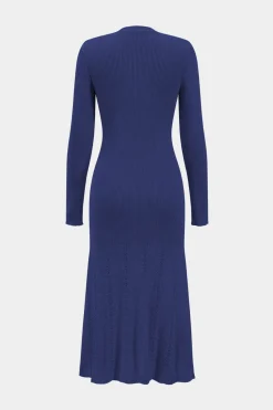 Knit Asymmetric Button Long Sleeve Dress