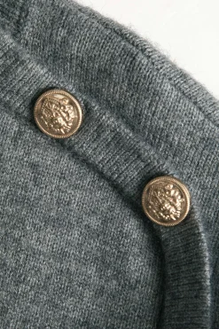 Knit Asymmetrical Button Long-Sleeve Top