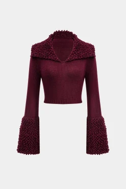 Knit Bell Sleeve Top And Mini Skirt Set