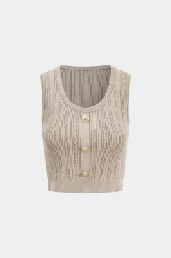 Knit Bottom Tank Top And Cardigan And Skirt Set