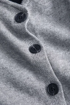 Knit Button Patchwork Long-Sleeve Top
