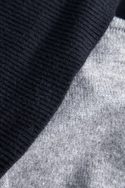 Knit Button Patchwork Long-Sleeve Top