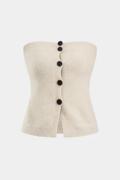 Knit Button Tank Top And Cardigan And Skirt Set