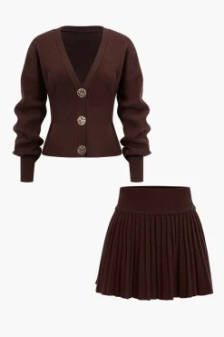 Knit Button V-neck Cardigan