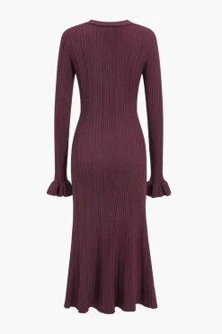 Knit Button V-Neck Dress
