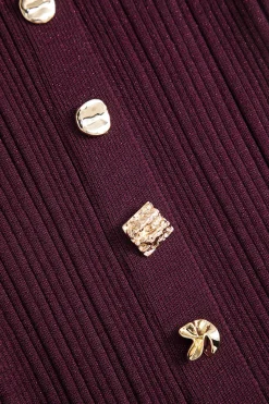 Knit Button V-Neck Dress