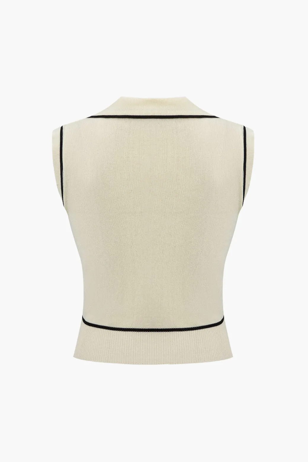 Knit Color Block Button Vest