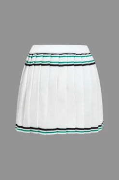 Knit Color Block Pleated Mini Skirt
