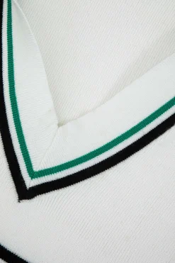 Knit Color Block V-neck Short-Sleeve Top