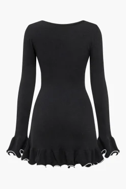 Knit Contrast Whipstitching Dress