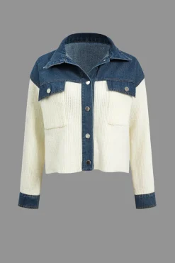 Knit Denim Patchwork Cardigan