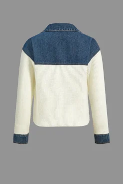 Knit Denim Patchwork Cardigan