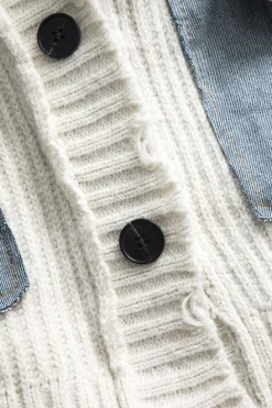 Knit Denim Patchwork Cardigan