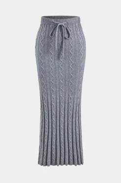Knit Drawstring Tie-Up Skirt
