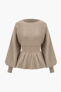 Knit Gigot Sleeve And Skirt Set
