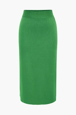 Knit Gigot Sleeve And Skirt Set
