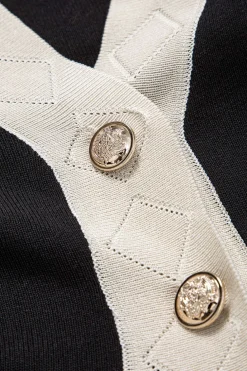 Knit Metallic Button Pocket Top And Pants Set