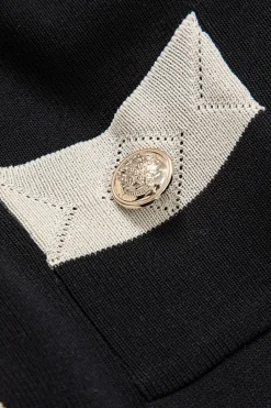 Knit Metallic Button Pocket Top And Pants Set