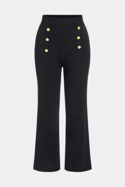 Knit Metallic Button Pocket Top And Trousers Set