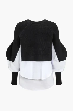 Knit Patchwork Sweater Long-Sleeve Top
