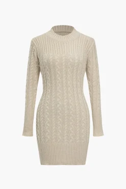 Knit Round Neck Long Sleeve Dress