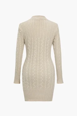 Knit Round Neck Long Sleeve Dress