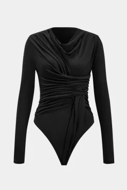Knit Ruched Long Sleeve Bodysuit