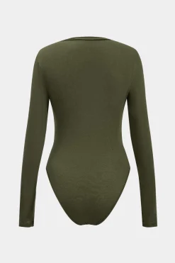 Knit Ruched Long Sleeve Bodysuit