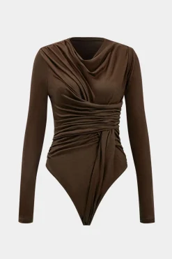 Knit Ruched Long Sleeve Bodysuit