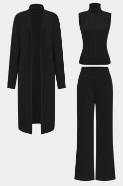 Knit Tank Top And Cardigan And Pants Set