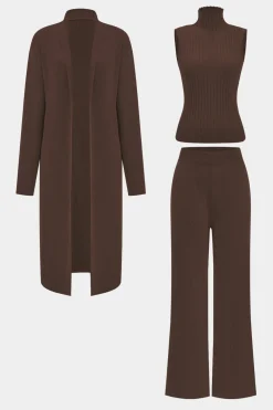 Knit Tank Top And Cardigan And Pants Set