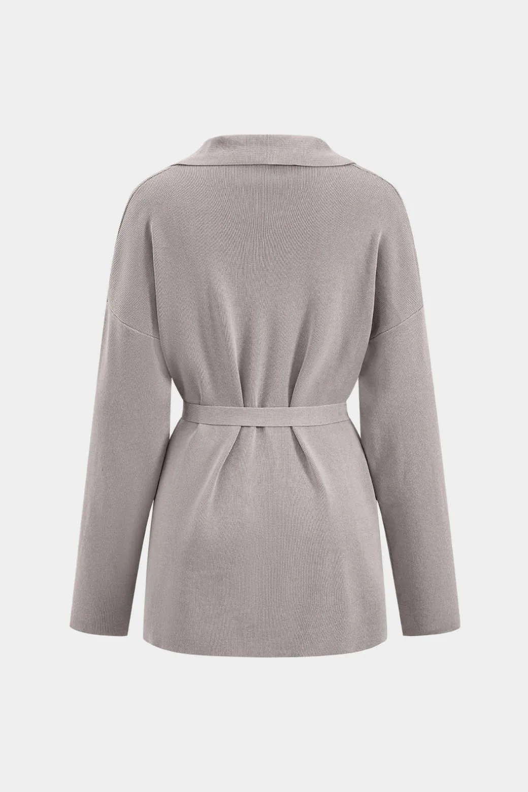Knit Tie-Up Button Pocket Long-Sleeve Top And Trousers Set