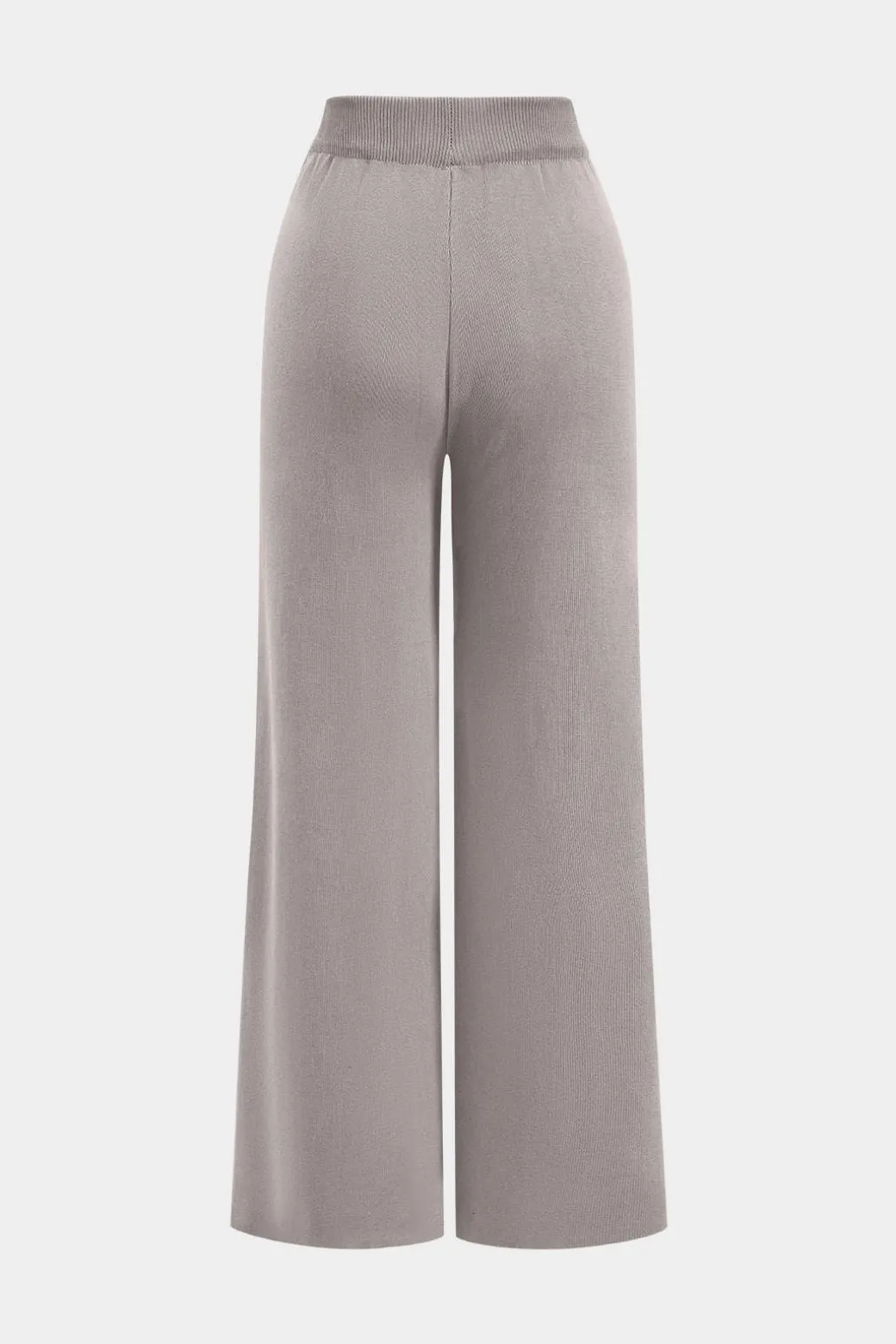 Knit Tie-Up Button Pocket Long-Sleeve Top And Trousers Set