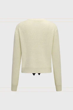 Knitted Bow Tie-Up Long-Sleeve Top
