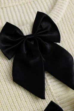 Knitted Bow Tie-Up Long-Sleeve Top