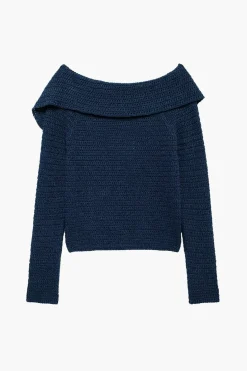 Knitted Button Asymmetrical Long-Sleeve Top