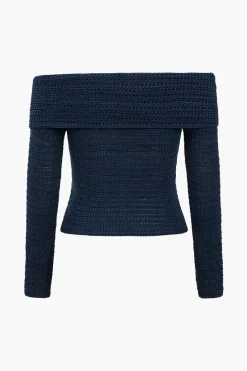 Knitted Button Asymmetrical Long-Sleeve Top